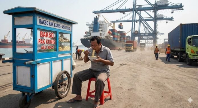 Pedagang Bakso di Pelabuhan