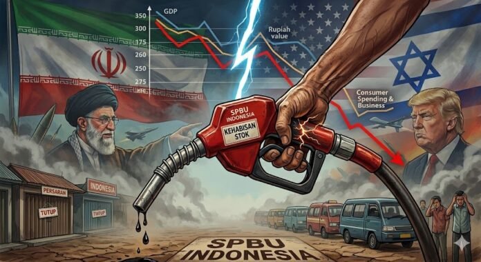 Ilustrasi bahan bakar minyak (BBM) langka sebagai dampak perang iran vs israel
